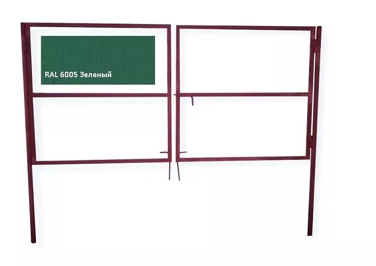 Ворота распашные б/наполнения открытие наружу, со столбами 80х80х3000 ППК RAL 6005 Зеленый купить в краснодаре