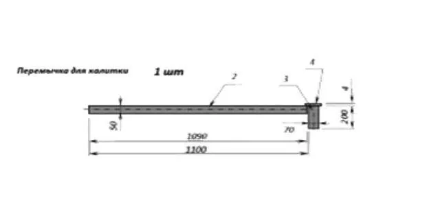 Перемычка сборно-разборная 50х50 стенка 2мм Комплект на калитку L-1050. по каталогу RAL купить в краснодаре