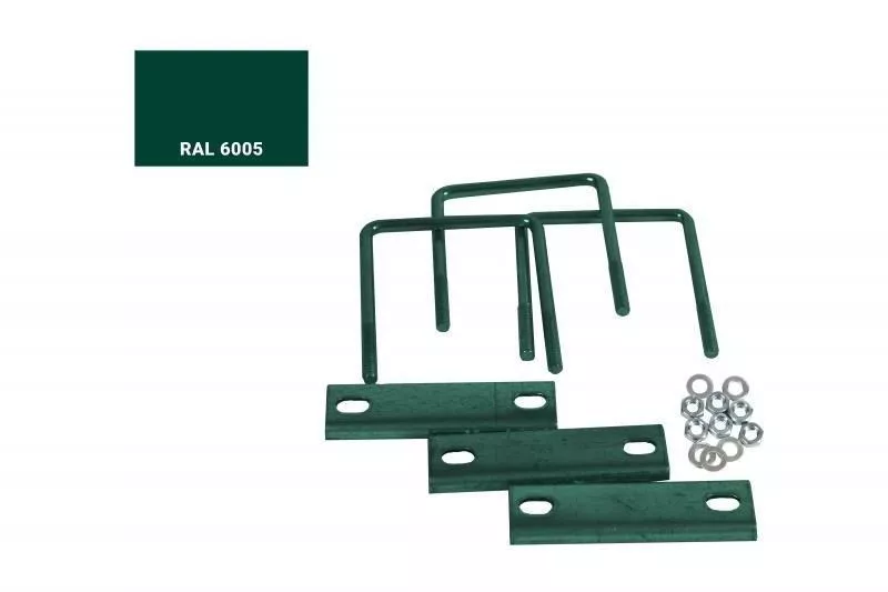 Хомут оцинкованный для столба 80х80 в комплекте 3 шт. RAL 6005 Зеленый купить в краснодаре