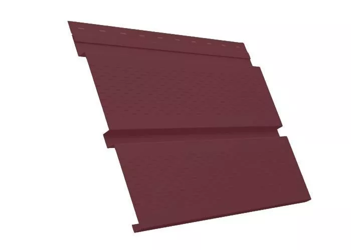 Софит металл с перфорацией Grand Line Квадро брус Satin 0,5 мм RAL 3005 красное вино купить в краснодаре