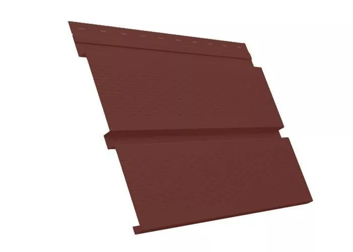 Софит металл с перфорацией Grand Line Квадро брус Satin 0,5 мм RAL 3009 оксидно-красный купить в краснодаре