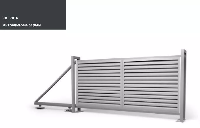 Ворота откатные Жалюзи к кирпичному столбу 2,0х4,5 RAL 7016 Антрацитово-серый GL купить в краснодаре