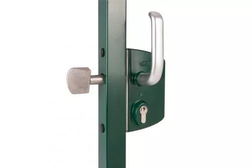 Замок LSKZ 6060 U2L для откатных ворот корпус металл, с ручками из алюминия зеленый RAL 6005 GL купить в краснодаре