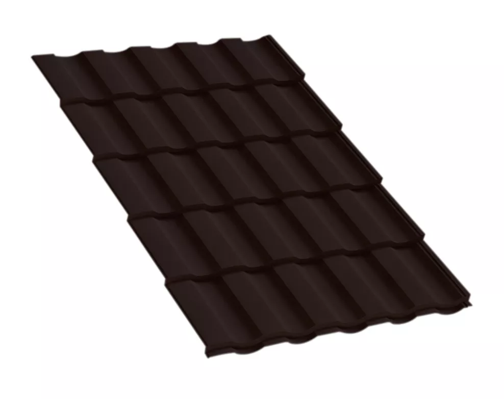 Металлочерепица Монтекристо-X VikingMP E 0.5 мм RAL 8019 Темно-коричневый купить в краснодаре