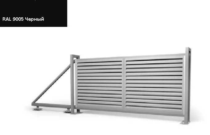 Ворота откатные Жалюзи 2,0х3,5 RAL 9005 Черный без заполнения GL купить в краснодаре
