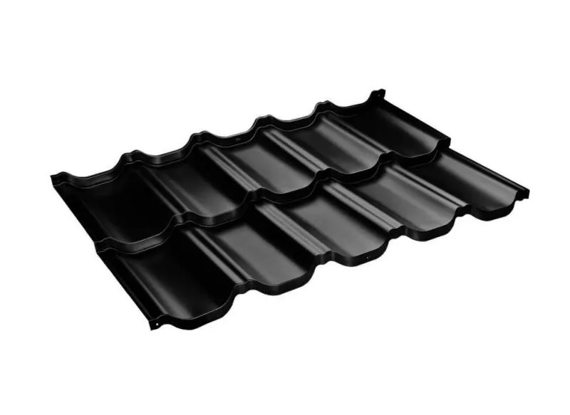 Металлочерепица GL Квинта Уно (Kvinta Uno) 0,5 Rooftop Matte (Стальной Бархат) RAL 9005 черный купить в краснодаре