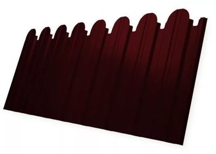 Профнастил C10 A для забора фигурный Grand Line Satin 0,5 мм с пленкой RAL 3005 красное вино купить в краснодаре