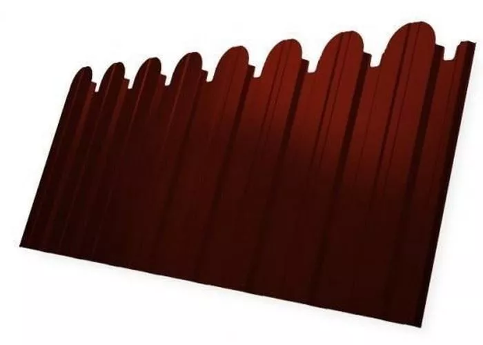 Профнастил C10 A для забора фигурный Grand Line Satin 0,5 мм с пленкой RAL 3009 оксидно-красный купить в краснодаре