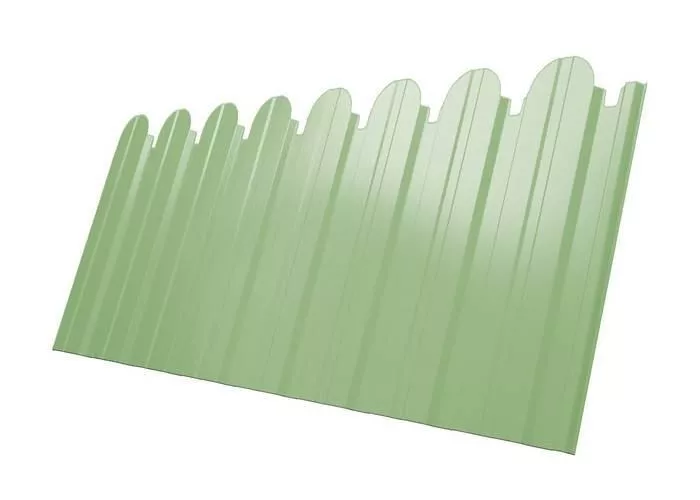 Профнастил C10 B для забора фигурный Grand Line РЕ 0,45 мм с пленкой RAL 6019 Бело-зеленый купить в краснодаре