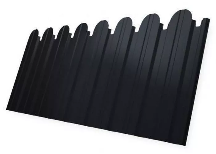 Профнастил C10 B для забора фигурный Grand Line Satin 0,5 мм с пленкой RAL 7024 Мокрый асфальт купить в краснодаре