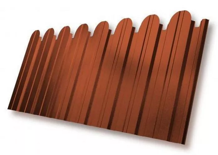 Профнастил C10 A для забора фигурный Grand Line Satin 0,5 мм с пленкой RAL 8004 терракота купить в краснодаре