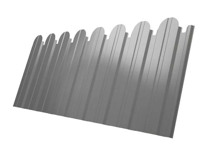 Профнастил C10 B для забора фигурный Grand Line РЕ 0,45 мм с пленкой RAL 9006 бело-алюминиевый купить в краснодаре