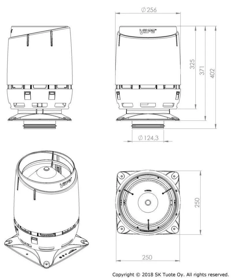 FLOW 125S вентиляционный выход + основание 250x250 кирпичный купить в краснодаре