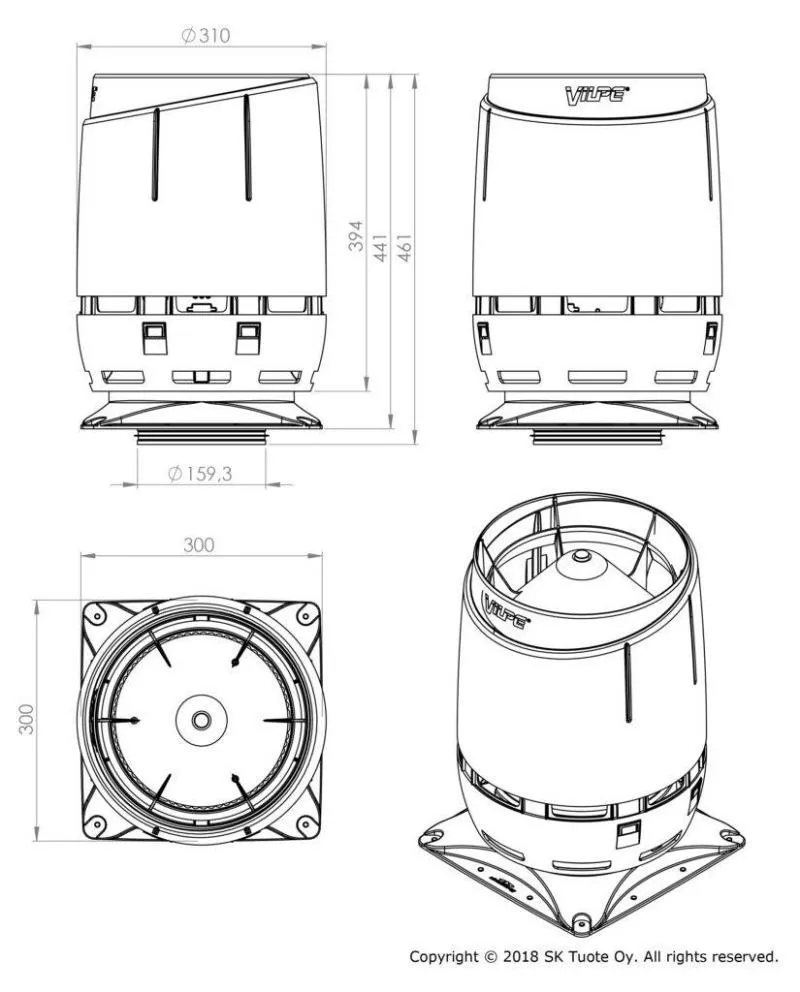 FLOW160S вентиляционный выход + основание 300x300 кирпичный купить в краснодаре