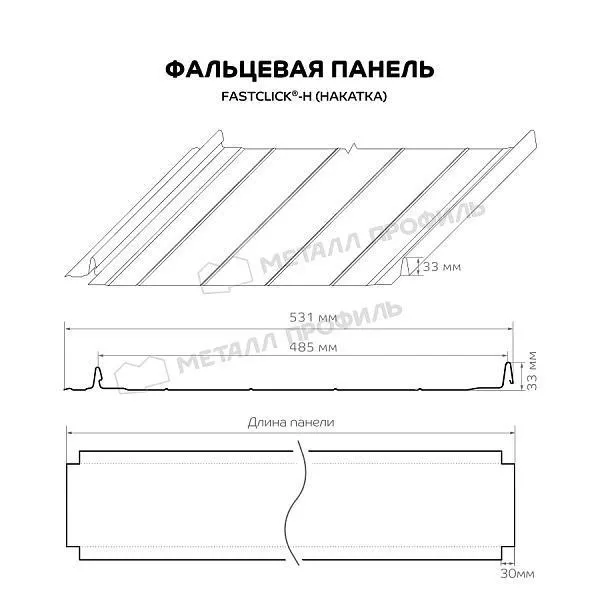 Фальцевая панель Металл Профиль FASTCLICK-Н (VALORI-20-Grey-0.5) купить в краснодаре