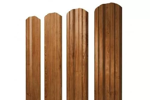 Штакетник Grand Line Twin фигурный 0,45 Print Premium РФ Golden Wood Золотой Дуб купить в краснодаре