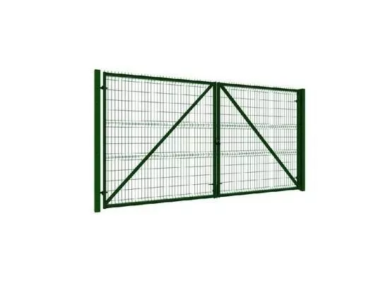 Ворота распашные, панель 3D Ш-4000 В-1900 столбы 80х80х3000 открытие наружу ППК RAL 6005 купить в краснодаре