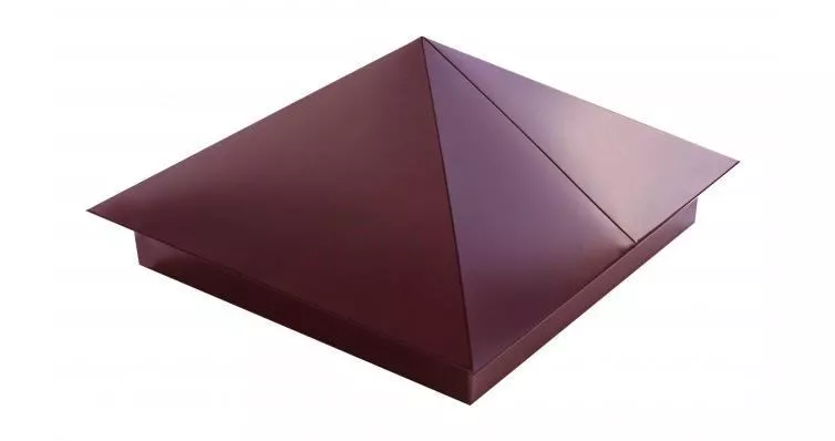 Колпак на столб 390х390мм 0,4 PE с пленкой RAL 3005 красное вино купить в краснодаре