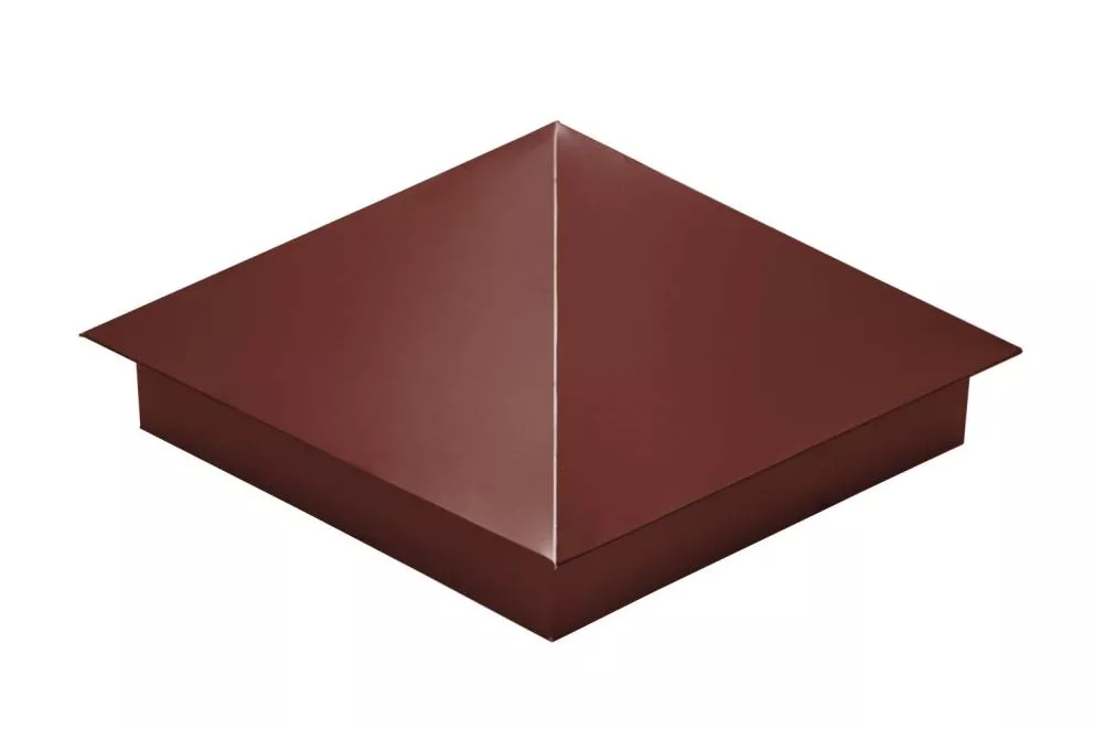 Колпак на столб 390х390мм 0,45 PE с пленкой RAL 3009 оксидно-красный купить в краснодаре