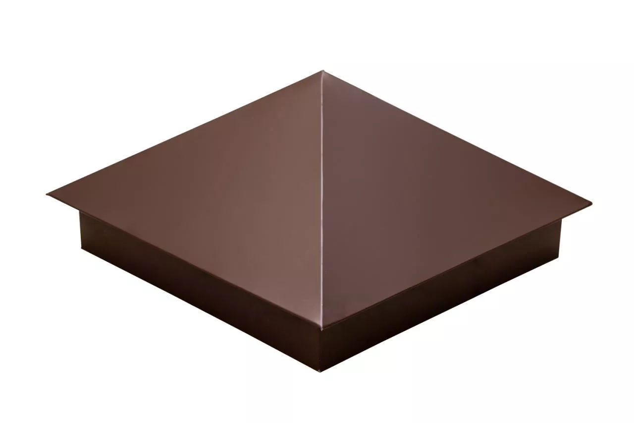 Колпак на столб 390х390мм 0,5 Satin Matt с пленкой RAL 8017 шоколад купить в краснодаре