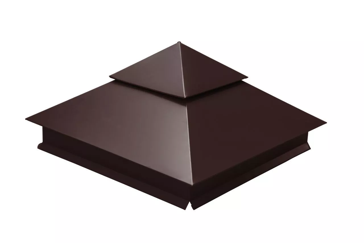 Колпак на столб двойной 390х390мм 0,5 GreenCoat Pural BT, matt с пленкой RR 887 шоколадно-коричневый (RAL 8017 шоколад) купить в краснодаре