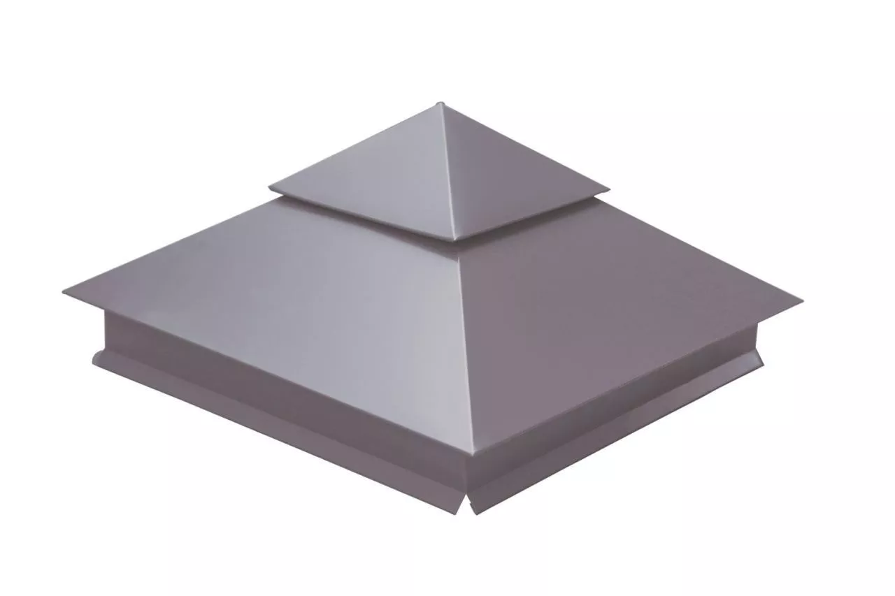 Колпак на столб двойной 390х390мм 0,5 Satin с пленкой RAL 7004 сигнальный серый купить в краснодаре