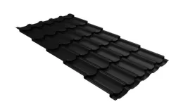 Металлочерепица GL Квинта плюс 3D (Kvinta Plus 3D) 0,5 GreenCoat Pural Matt RAL 9005 черный. Артикул: GrandLineM52-90053d