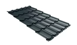 Металлочерепица GL Квинта плюс 3D (Kvinta Plus 3D) 0,5 GreenCoat Pural RR23 темно-серый. Артикул: GrandLineM51-233d