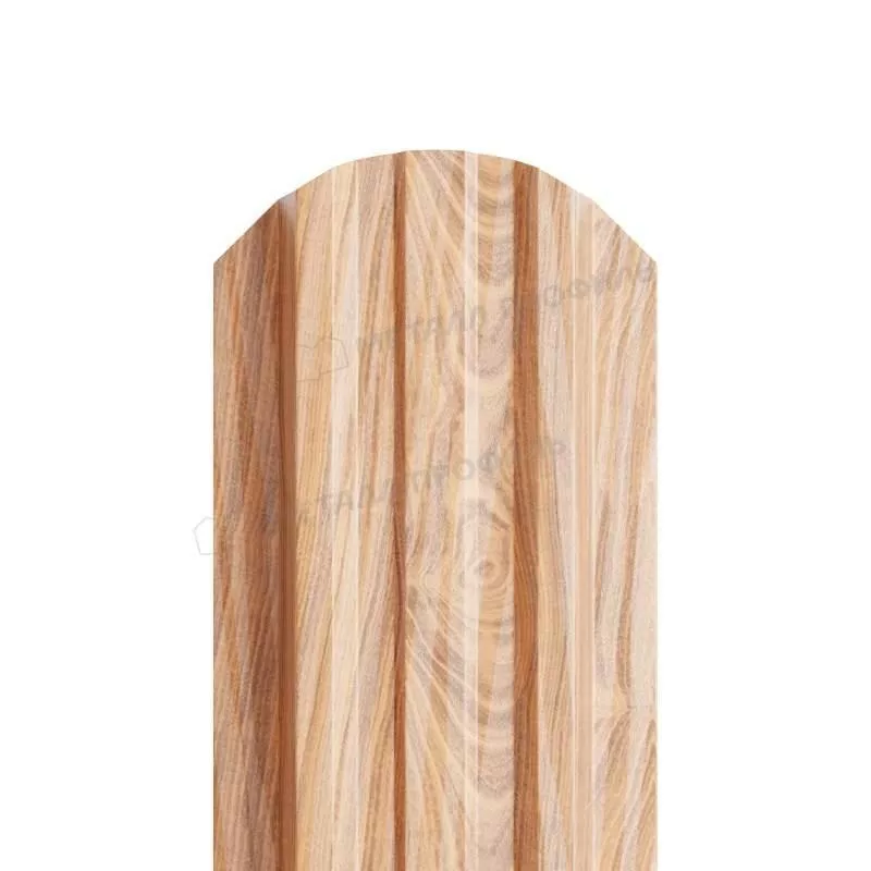 Штакетник Металл Профиль LANE-O (полукруглый верх) ECOSTEEL Matt текстурированный двусторонний 0,5 мм Кедр купить в краснодаре