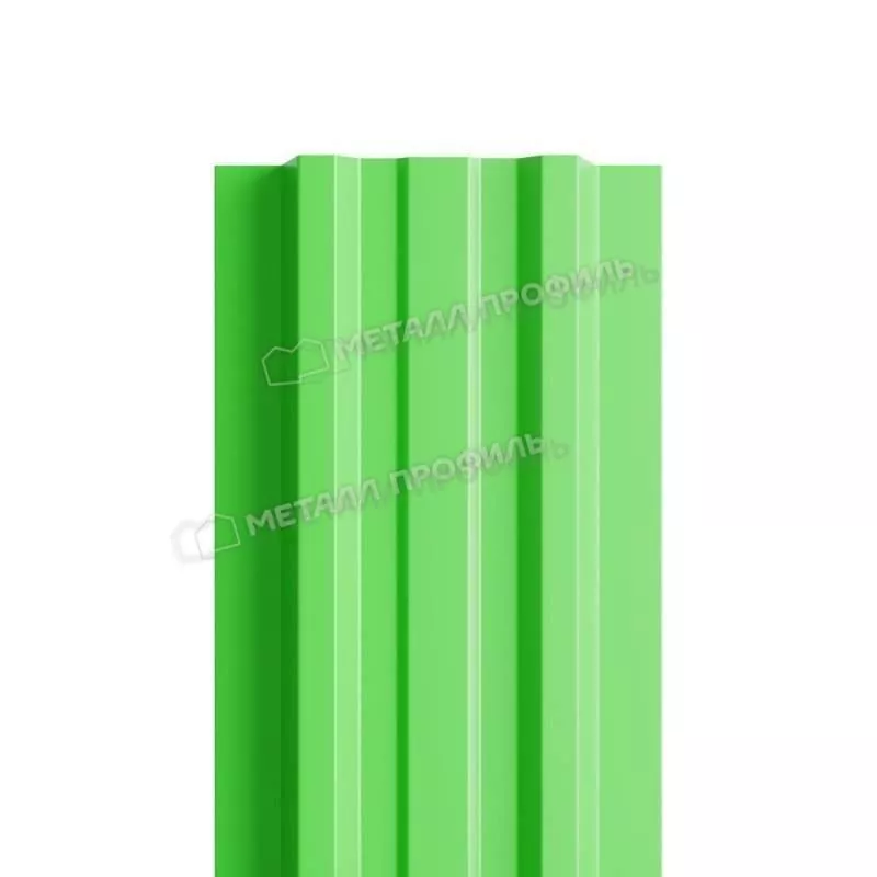 Штакетник Металл Профиль LANE-Т (прямой) NormanMP 0,5 мм RAL 6018 жёлто-зелёный купить в краснодаре