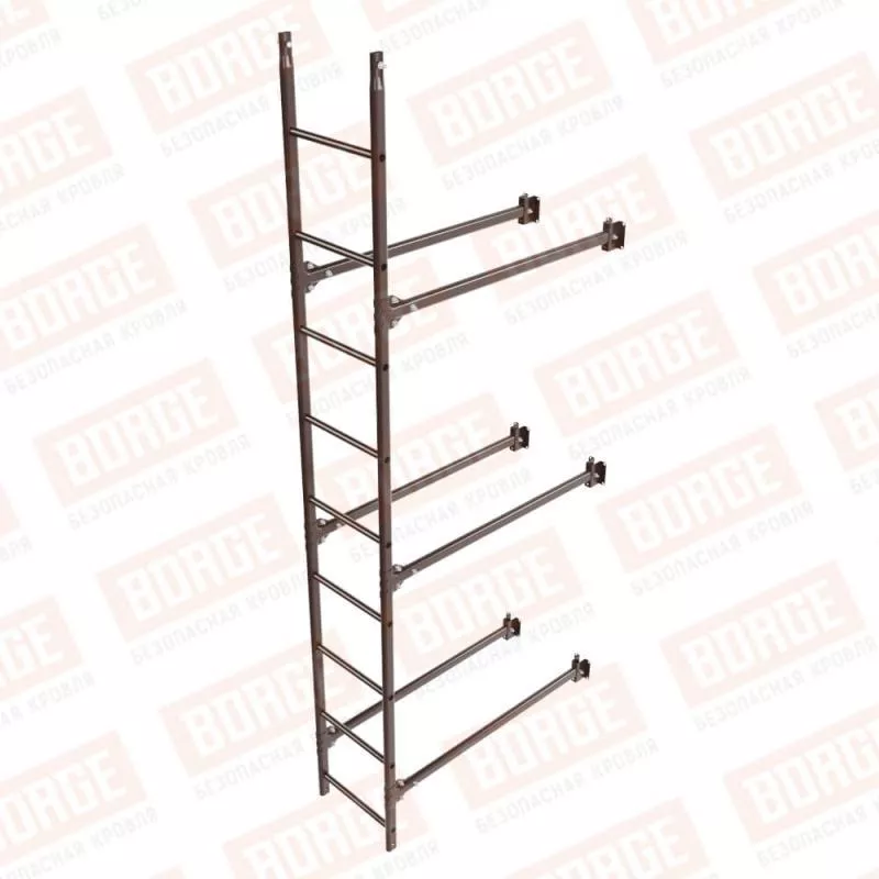 Лестница фасадная BORGE 2,7м, комплект, нижняя секция, коричневый шоколад (RAL 8017) купить в краснодаре