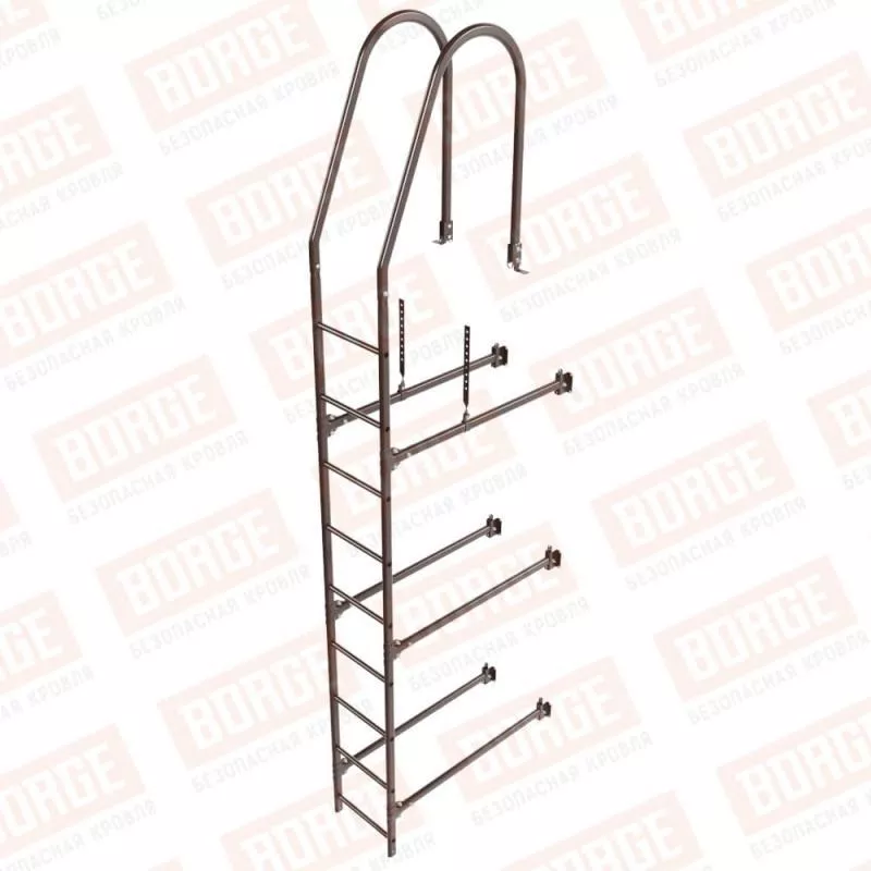 Лестница фасадная BORGE 2,7м, комплект, верхняя секция, коричневый шоколад (RAL 8017) купить в краснодаре
