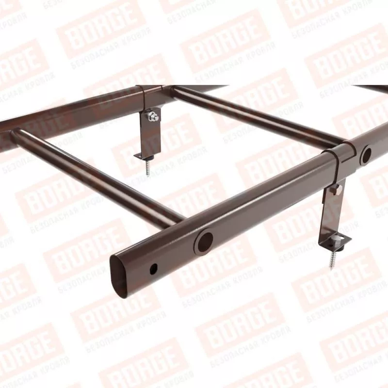 Лестница кровельная BORGE 1,8м, комплект для кровли из металлочерепицы, битумной черепицы, коричневый шоколад (RAL 8017) купить в краснодаре