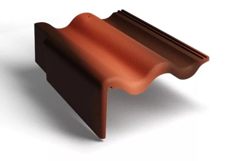 Боковая левая черепица Kriastak. Цементно-песчаная. Antik. Кирпично-красный купить в краснодаре