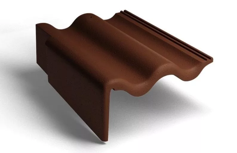 Боковая левая черепица Kriastak. Цементно-песчаная. Classic Коричневый купить в краснодаре