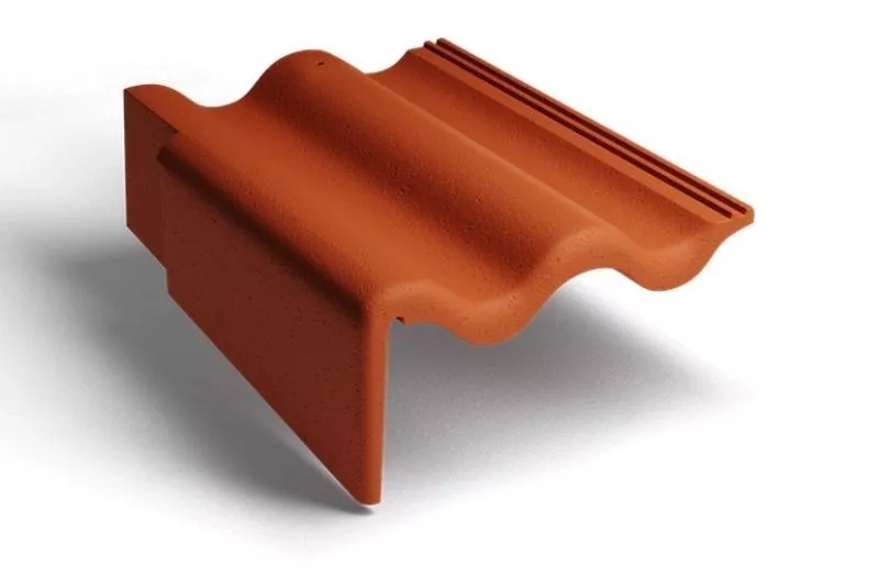 Боковая левая черепица Kriastak. Цементно-песчаная. Classic Кирпично-красный купить в краснодаре