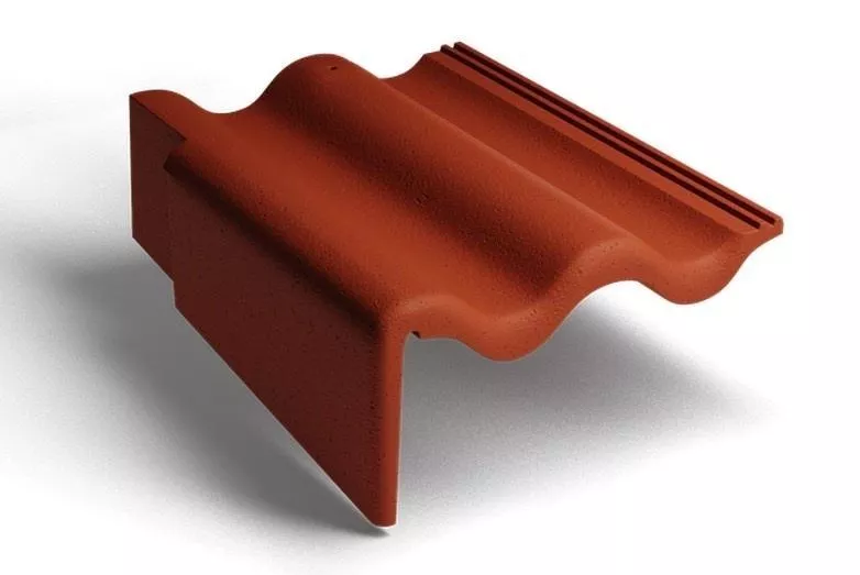 Боковая левая черепица Kriastak. Цементно-песчаная. Classic Красный купить в краснодаре