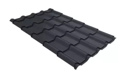 Металлочерепица GL Камея (Kamea) 0.5 GreenCoat Pural BT RAL 7024 мокрый асфальт. Артикул: 30094