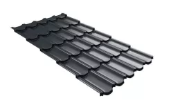Металлочерепица GL Квинта плюс 3D (Kvinta Plus 3D) 0.5 Atlas X RAL 7016 антрацитово-серый. Артикул: 30197