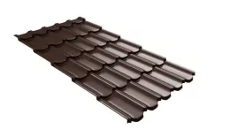 Металлочерепица GL Квинта плюс 3D (Kvinta Plus 3D) 0.5 Atlas X RAL 8017 шоколад. Артикул: 30195