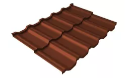 Металлочерепица Grand Line Квинта Уно (Kvinta Uno) 0,5 Satin Matt TX RAL 8004 терракота. Артикул: 30259