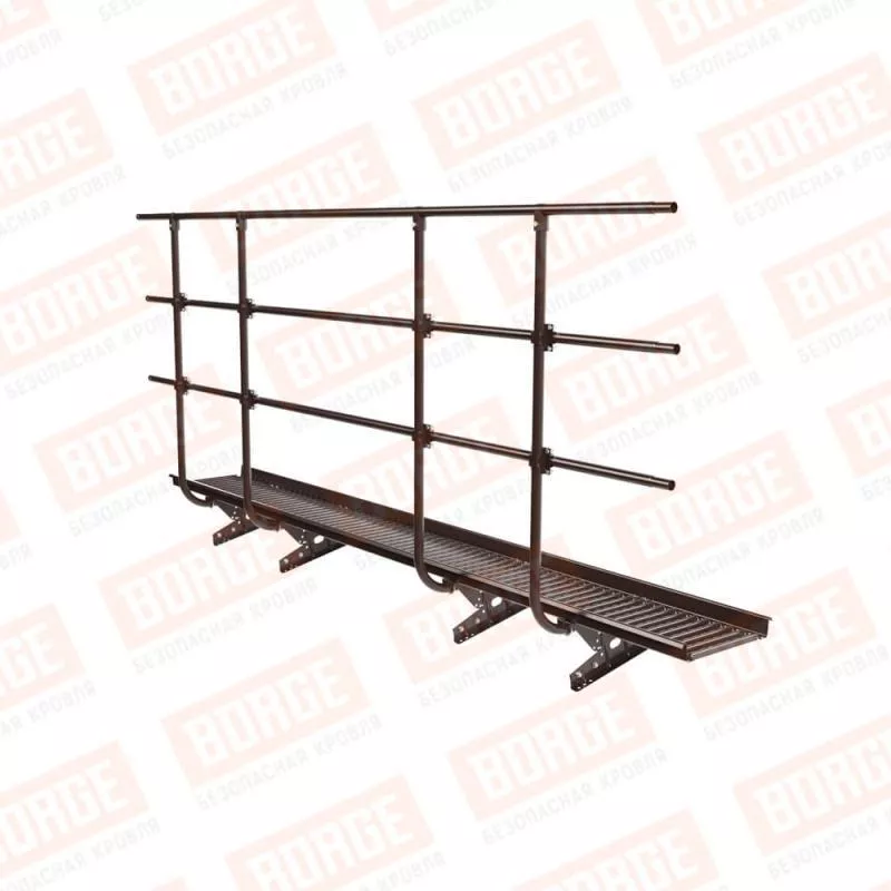 Мостик переходной с ограждением BORGE Н-120см, 3м, для фальцевой кровли, коричневый шоколад (RAL 8017) купить в краснодаре