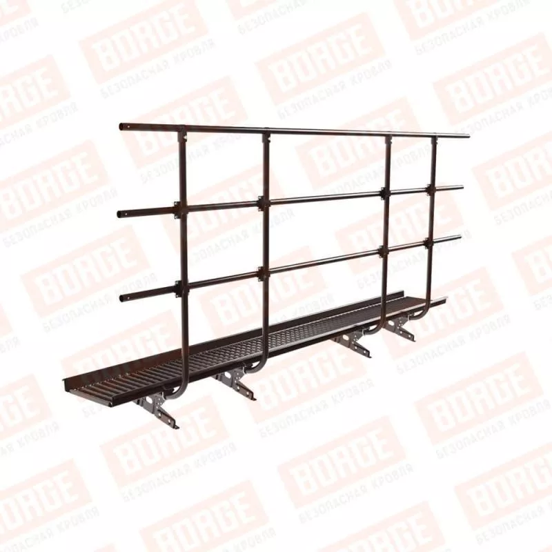 Мостик переходной с ограждением BORGE Н-120см, 3м, для фальцевой кровли, коричневый шоколад (RAL 8017) купить в краснодаре