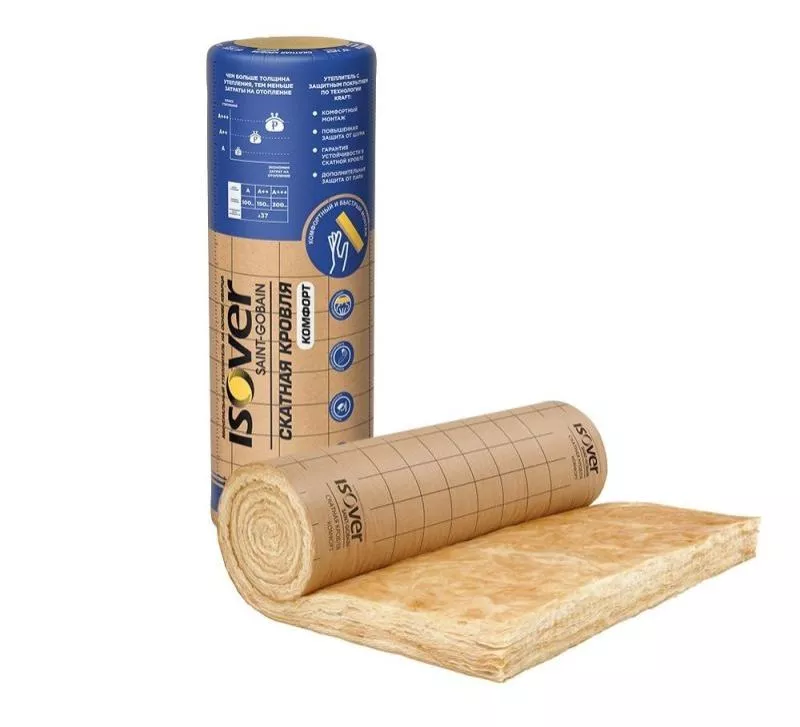 Утеплитель и пароизоляция Изовер Скатная кровля Комфорт 1220Х4000мм(150мм,4.88 м2,1 плита в рулоне) купить в краснодаре