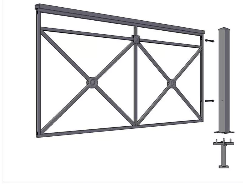Столб для пешеходного ограждения Крест 80х80, В-1200мм с пластиной, цинк купить в краснодаре