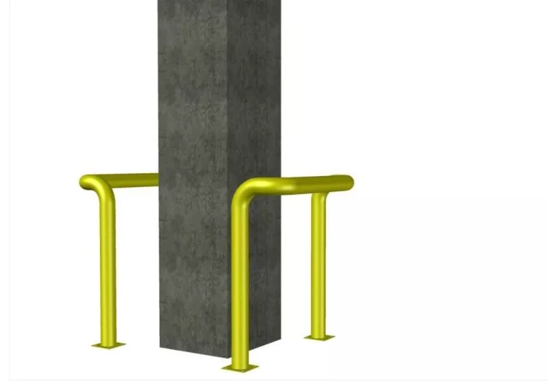 Защита для колонн, стальная Д- 800мм В- 800 D- 76 мм пластина 120х120мм, RAL 1018 Желтый купить в краснодаре