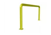Силовое заграждение стальное Д- 1500мм В- 800мм D- 76 мм с пластинами 120х120 ППК, RAL 1018 Желтый – Купить оптом и в розницу