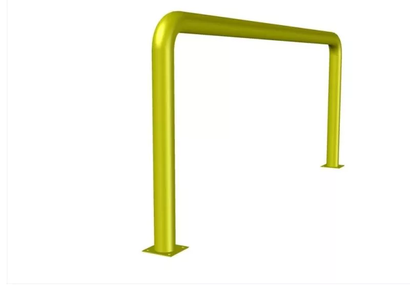 Силовое заграждение стальное Д- 1500мм В- 800мм D- 76 мм с пластинами 120х120 ППК, RAL 1018 Желтый купить в краснодаре