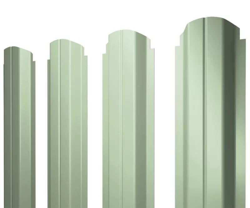 Штакетник Grand Line П-образный А фигурный 0,45 PE RAL 6019 Бело-зеленый купить в краснодаре