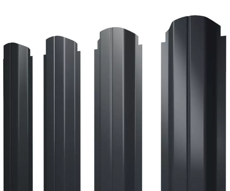 Штакетник Grand Line П-образный А фигурный 0,5 GreenCoat Pural Matt RAL 7016 Антрацитово-серый купить в краснодаре